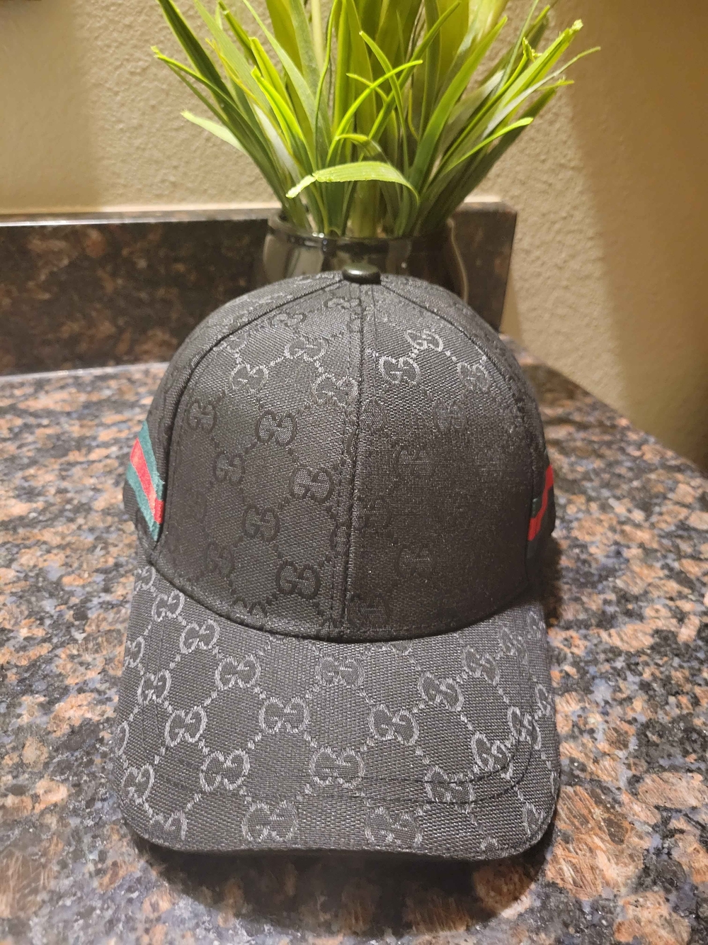 Gucci Monogram Black Baseball Cap with Signature Web Stripe - Black - Picture 2 of 9